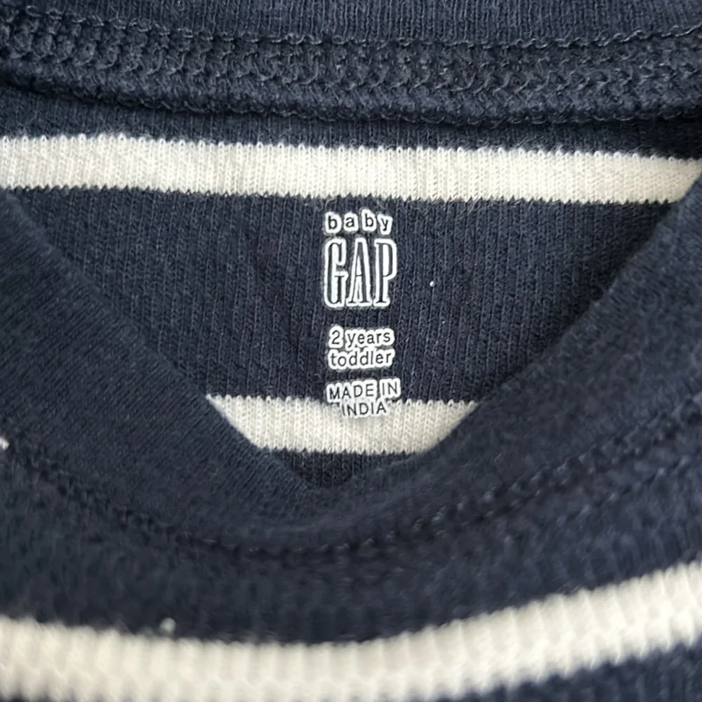 Gap Toddler Navy Blue Stripe Waffle-Knit Thermal Tee, Size 2T